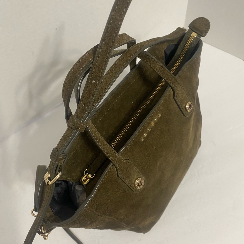 Sandro Green Tote crossbody/satchel with Structured Design and Silver Hardware - Picture 6 of 9